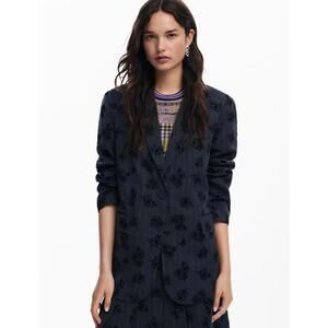 Desigual Navy Floral Patterned Women's Blazer